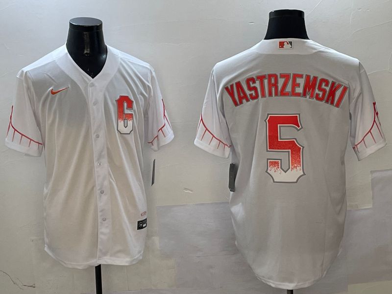 Men San Francisco Giants #5 Yastrzemski White City Edition Game Nike 2025 MLB Jersey style 1